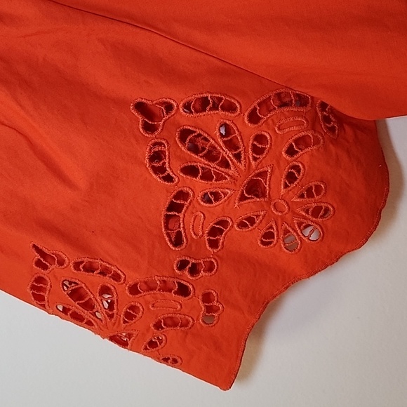 Banjanan Women's Rada Sunset Orange Eyelet Blouse Size Small - Picture 14 of 16